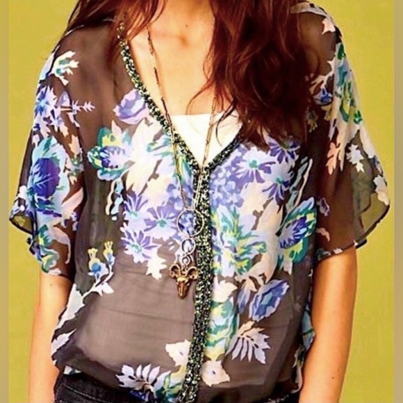 Free People Sheer Floral Top, Size S - Picture 1 of 7